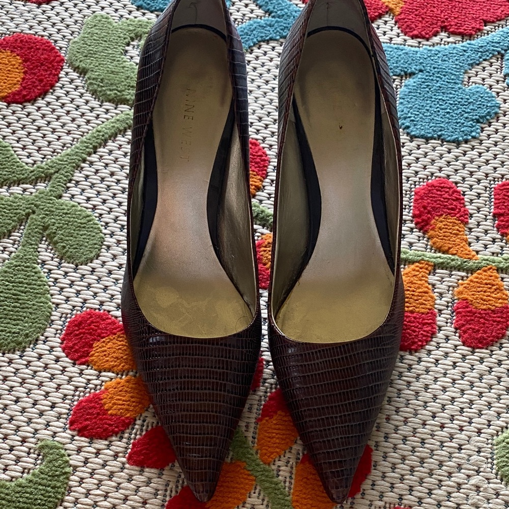 Elegant Brown Textured Women's Heels